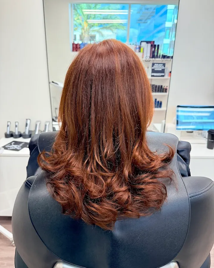 Auburn hair color at SB SPACE, Los Angeles