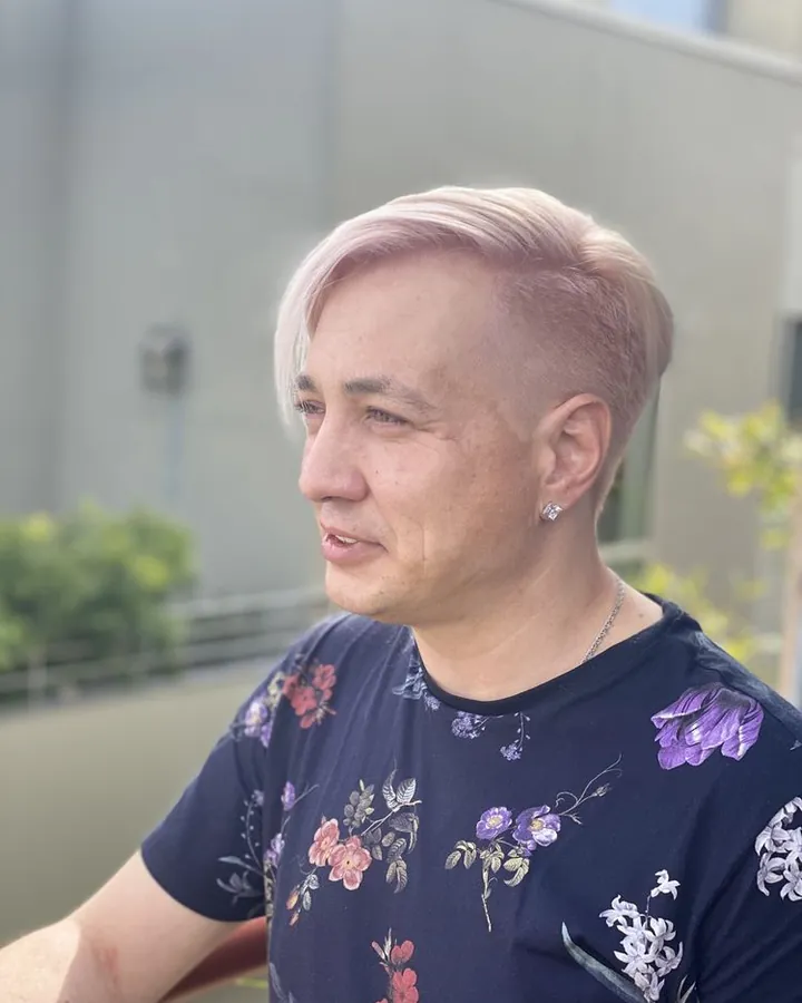 Men's blonde color at SB SPACE, Los Angeles