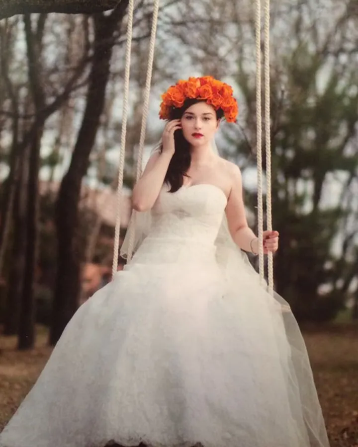 Bride with flower crown styled at SB SPACE, Los Angeles