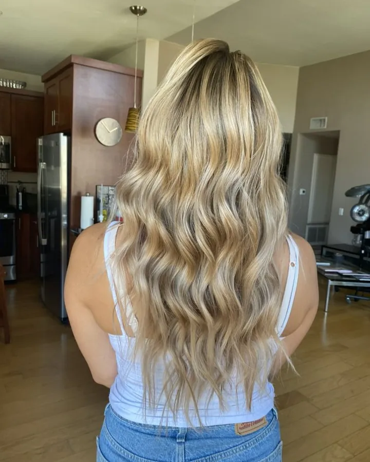 Long blonde balayage at SB SPACE, Los Angeles